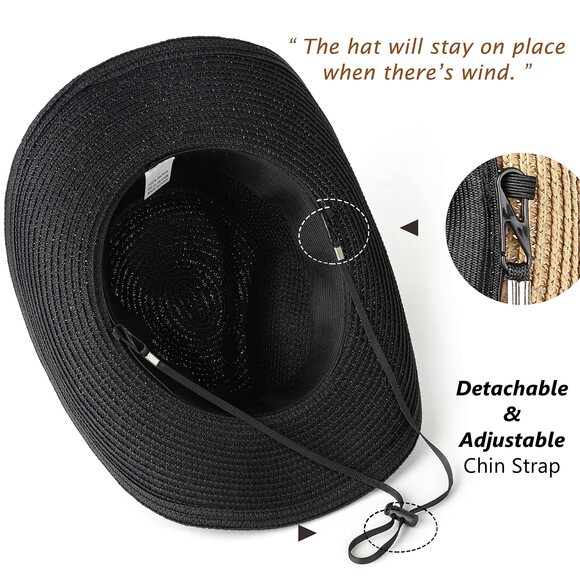 8935 Straw Cowboy Hat For Women & Men Western Cowgirl With Wide Brim main image 6